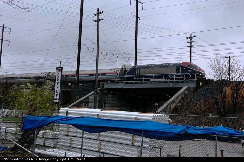 AMTK 9750 on a test train